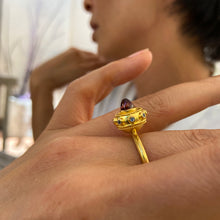 Load image into Gallery viewer, Rhodolite Garnet Yogo Sapphire Orb Ring