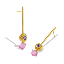 Load image into Gallery viewer, Lavender Spinel Etruscan Ruff Stick Earrings