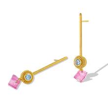Load image into Gallery viewer, Baby Pink Etruscan Ruff Stick Earrings