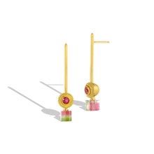 Load image into Gallery viewer, Watermelon Etruscan Ruff Stick Earrings