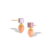 Load image into Gallery viewer, Cubic Studs #4 Amethyst & Peach Moonstone