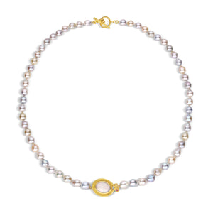 Akoya Pearl & Opal Station Necklace