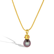 Load image into Gallery viewer, Byzantine Crown Pearl Charm - Purple Tahitian