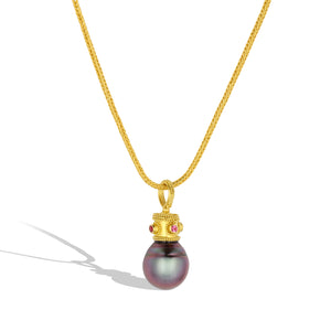 Byzantine Crown Pearl Charm - Purple Tahitian