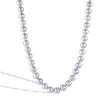 Load image into Gallery viewer, Absolutely stunning metallic pastel blue semi-baroque Akoya pearls combine in this glowing strand fastened with our signature granulated Shepherd's hook clasp. 

Length 16 inches. If you would like a different length, please contact us at concierge@atelierwolff.com and we would love to make it up for you.

Made with recycled 22k yellow gold and cultured 8-8.5mm Japanese Akoya pearls. Knotted on silk.