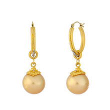 Load image into Gallery viewer, Slip on a charm, here is a pair of our gold pearl charms.