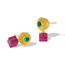 Load image into Gallery viewer, Cubus Spheres with Zambian emeralds and Brazilian rubellite tourmaline.
