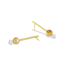 Load image into Gallery viewer, A second view of the Diamond &amp; Gray Spinel Etruscan Ruff earrings.