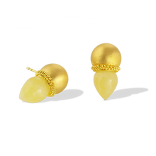 Load image into Gallery viewer, Alternate view of the Amber Flame Ear Climbers.