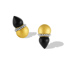 Load image into Gallery viewer, An alternate view of the Black Onyx Flame Ear Climbers. 