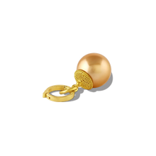 Load image into Gallery viewer, A rich, deep, glowing, golden South Sea Pearl is adorned with the soft silky tones of a golden granulated sun disk, blending the themes of golden spheres from the ocean with those from the earth. The 20K gold clasp is included. Length approximately 35mm, width 13.6mm (L 1.37in W .53in).

Made from recycled 22k and 20k gold and Philippine gold South Sea pearls. Chain is available separately.