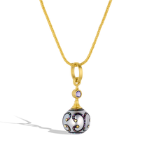 Load image into Gallery viewer, Maki-e pearl charm shown on a handwoven chain.