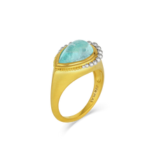 Load image into Gallery viewer, Angled top view of the Paraiba tourmaline ring.