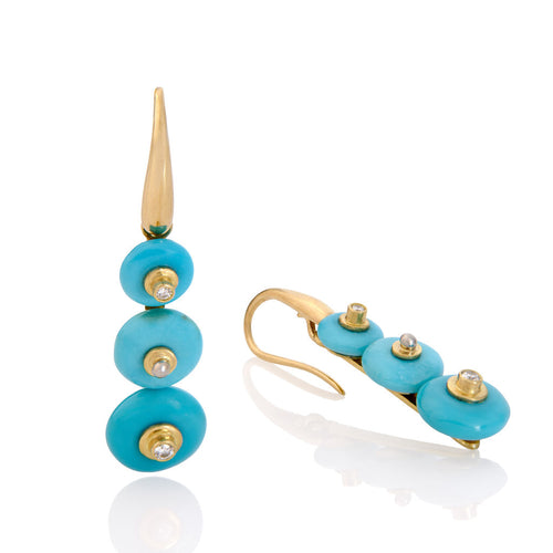 Turquoise & Diamond Rondelle Drops