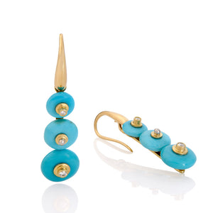 Turquoise & Diamond Rondelle Drops