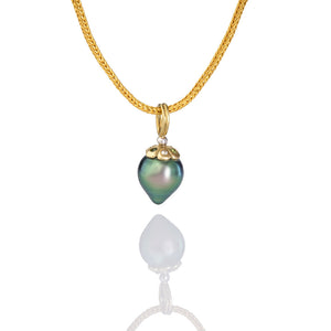 Silvery Green Bejeweled Teardrop