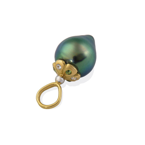 Silvery Green Bejeweled Teardrop