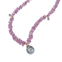 Load image into Gallery viewer, Pink Sapphire Briolette Necklace