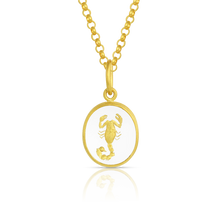 Load image into Gallery viewer, The Scorpion charm shown on a gold chain. Chain is available separately.