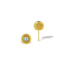 Load image into Gallery viewer, Additional view of the Blue Zircon Velvet Cushion Studs.