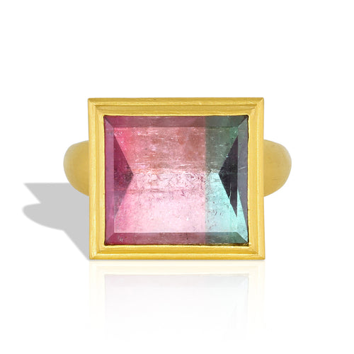 Bi-Color Mirror Edge Ring - Medium Pink & Blue
