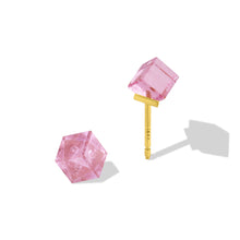 Load image into Gallery viewer, Mini Cube Studs - Pink Tourmaline