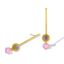 Load image into Gallery viewer, Lavender Spinel Etruscan Ruff Stick Earrings
