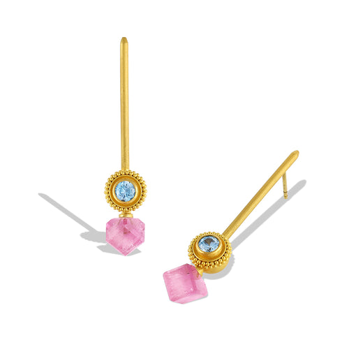 Baby Pink Etruscan Ruff Stick Earrings