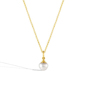 Diamond Acorn Circlé Pearl Charm - small
