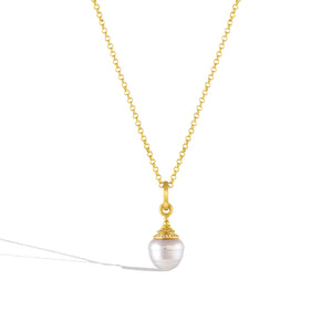 Diamond Acorn Circlé Pearl Charm - medium