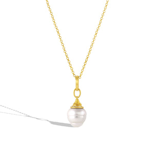 Diamond Acorn Circlé Pearl Charm - large