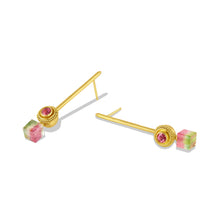 Load image into Gallery viewer, Watermelon Etruscan Ruff Stick Earrings