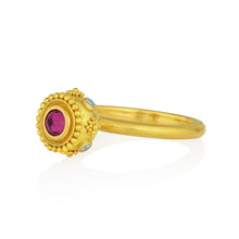 Load image into Gallery viewer, Rhodolite Garnet Blue Zircon Mini Orb Ring