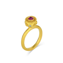 Load image into Gallery viewer, Rhodolite Garnet Blue Zircon Mini Orb Ring