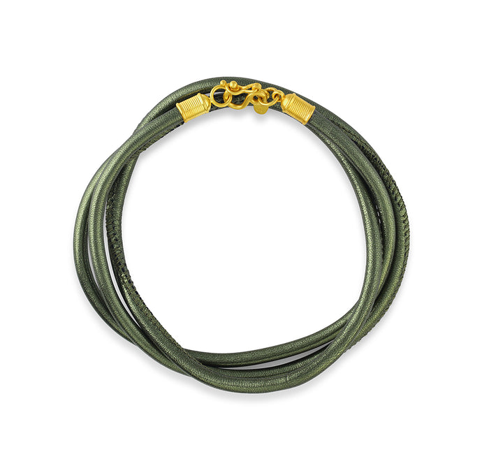 Olive Leather Wrap Bracelet