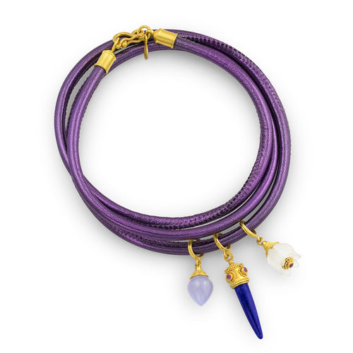 Lilac Leather Wrap Bracelet